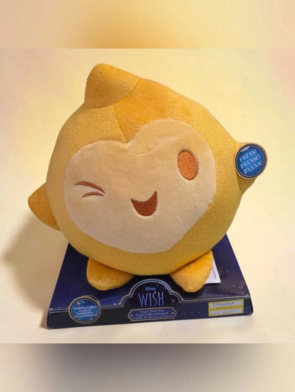 Disney Yellow Winking Star Plush Decorative Pillow